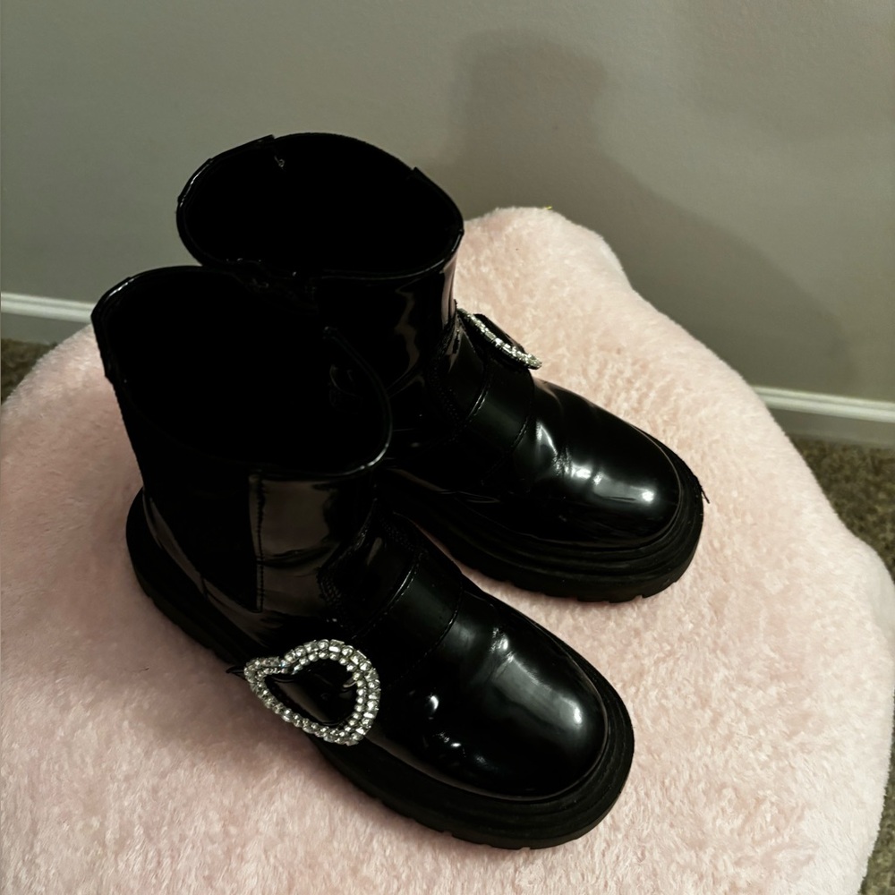 Zara Black Kids Boots with Heart Detail